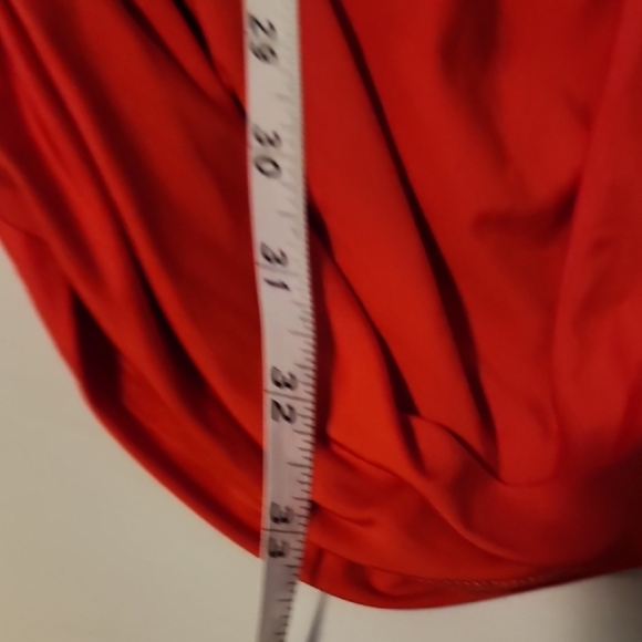 Red Ruched Long Sleeve Bodycon Dress - Picture 7 of 8